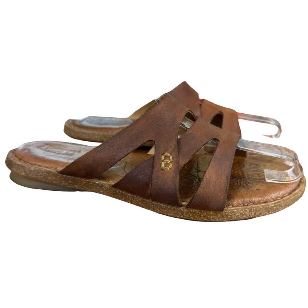 Born Tepati Slide Sandals Brown Slides Slip On Open Toe Boho Shoes Summer sz 7